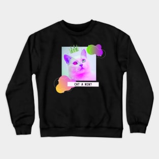 Katze Krone Cat A Min Trippy Vaporwave Techno Fun Crewneck Sweatshirt